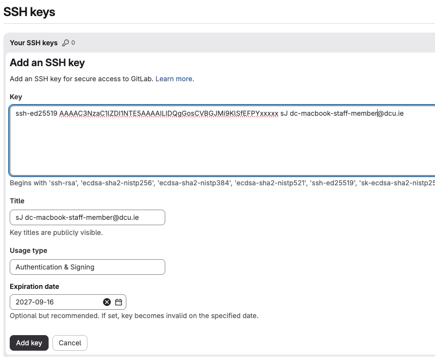 Paste SSH Key
